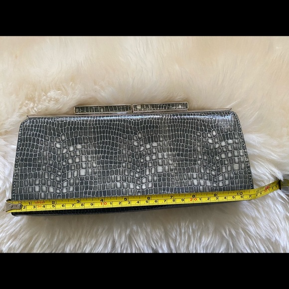Banana Republic clutch. Gray and silver faux crocodile pattern. - Picture 2 of 4